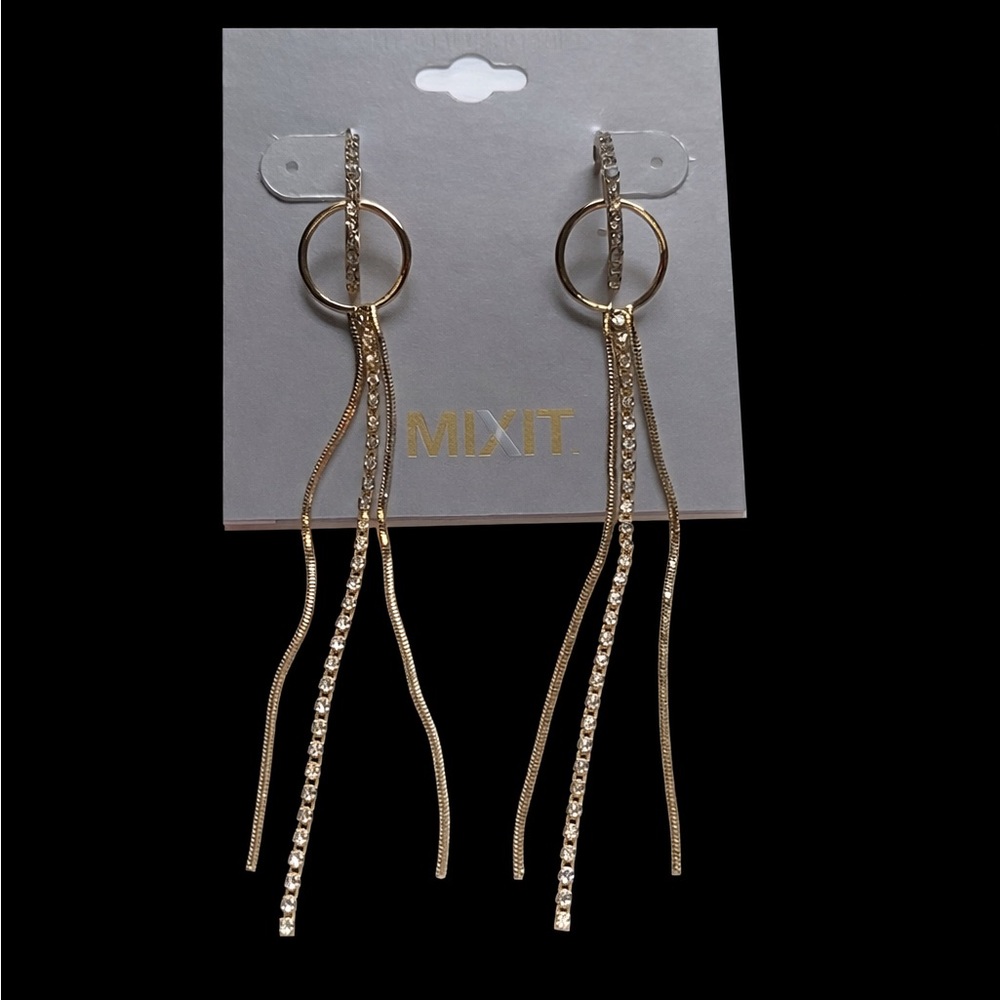 Mixit Gold Toned Geometric Tassel Earrings